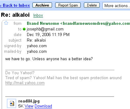 Yahoo = Best Spam?